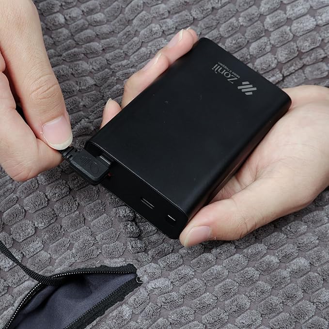 ZonLi Battery Heated Blanket Featuring 3M Thinsulate Fabric,Rechargeable 20V 40W Portable Heated Blanket with 3 Heating Levels,Includes 20000mAh Power Bank for Camping,Car,Stadium,Outdoors(Black)