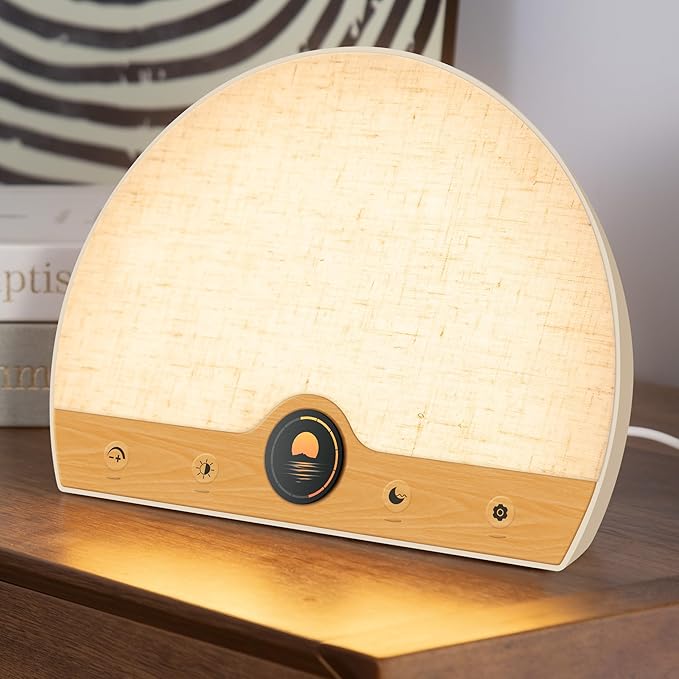 Light Therapy Lamp and Sunrise Alarm Clock 2-in-1, 10000 Lux Happy Therapy Light with Wake Up Alarm Clock, 3 Color Temperature and 5 Brightness Level