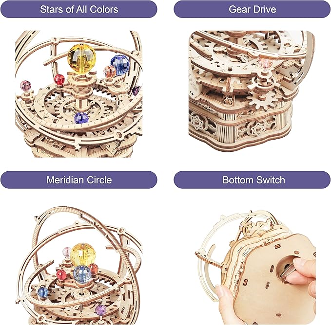 RoWood Music Box 3D Puzzles for Adults, DIY Wooden Mechanical Building Model Kits, Gift for Adult on Birthday/Christmas - Starry Night
