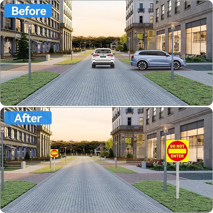 (2 Pack) Do Not Enter Sign, 12x12 Inches Keep Out No Entry Signs, Aluminum Reflective Do Not Enter Metal Signage, Weather Resistant and Easy to Install (Yellow and Red)