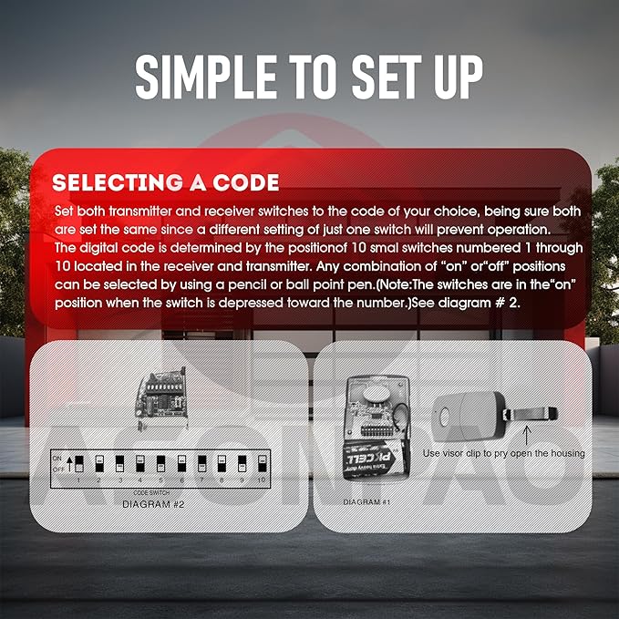 3X Multi-Code 3089 MultiCode 308911 Linear MCS308911, 300MHZ 10 Dip Switch Gate Opener Remote (3-Year-Warranty)