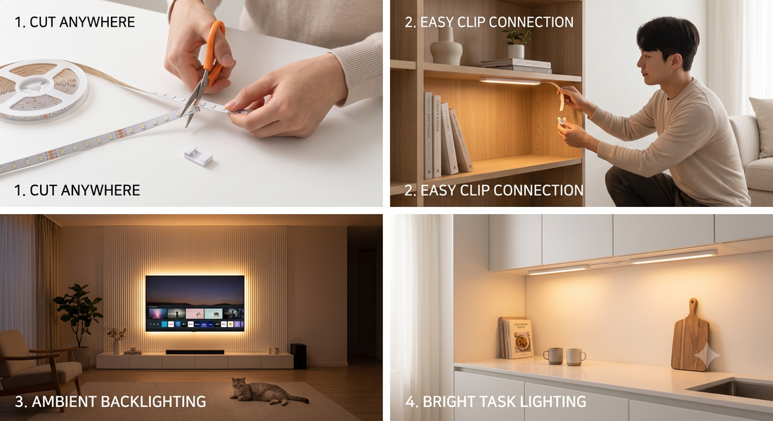 How DIY Cuttable LED Light Strips Effortlessly Transform Any Space