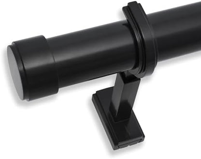 BlastHome® Non-Adjustable Luxury Extra Long Curtain Rod, 1 ¼” Rod Set, 17 foot Fixed Length (Four Rods Connect for a Seamless Look), Tuxedo Black