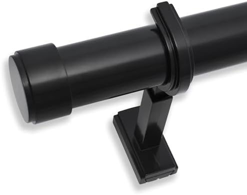 BlastHome® Non-Adjustable Luxury Extra Long Curtain Rod, 1 ¼” Rod Set, 16 foot Fixed Length (Four Rods Connect for a Seamless Look), Tuxedo Black