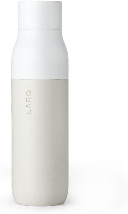 LARQ Bottle PureVis 25 oz - Self-Cleaning and Insulated Stainless Steel Water Bottle with UV Water Purifier and Award-winning Design | Reusable & Travel Friendly, Granite White
