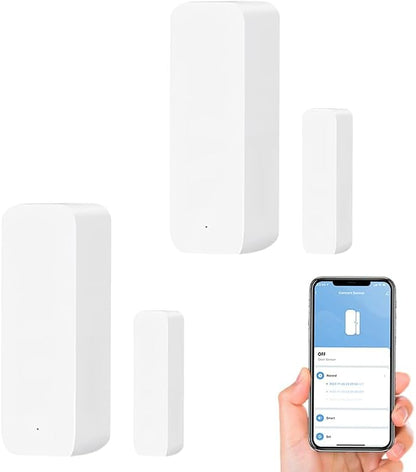 WiFi Door Window Sensor,Smart Door Open/Closed Detector with App Alert,Wireless Entry Detector Sensor Alarm for Home Security&Automation (2Pack)