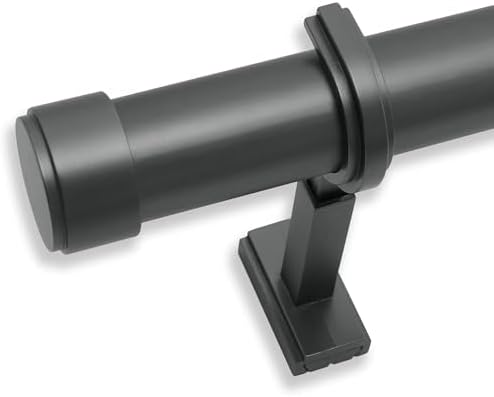 BlastHome® Non-Adjustable Luxury Extra Long Curtain Rod, 1 ¼” Rod Set, 18 foot Fixed Length (Four Rods Connect for a Seamless Look), Matte Graphite