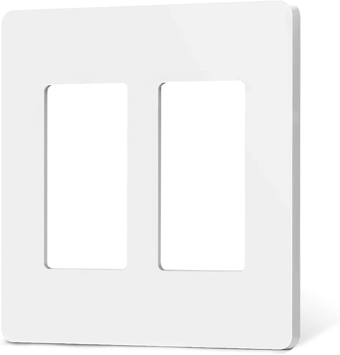 TREATLIFE Screwless Decorator Wall Plates, Standard Size 2-Gang Light Switch Plate, Outlet Covers White, 1 Pack 2-Gang Wall Plates Light Switch Cover