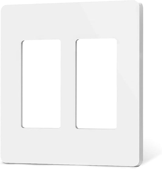 TREATLIFE Screwless Decorator Wall Plates, Standard Size 2-Gang Light Switch Plate, Outlet Covers White, 1 Pack 2-Gang Wall Plates Light Switch Cover