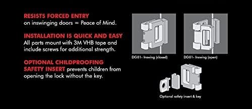 The Door Guardian - Door Lock for in-Swinging Doors, Home Security Latch Device, Childproof, Easy to Install (Black)