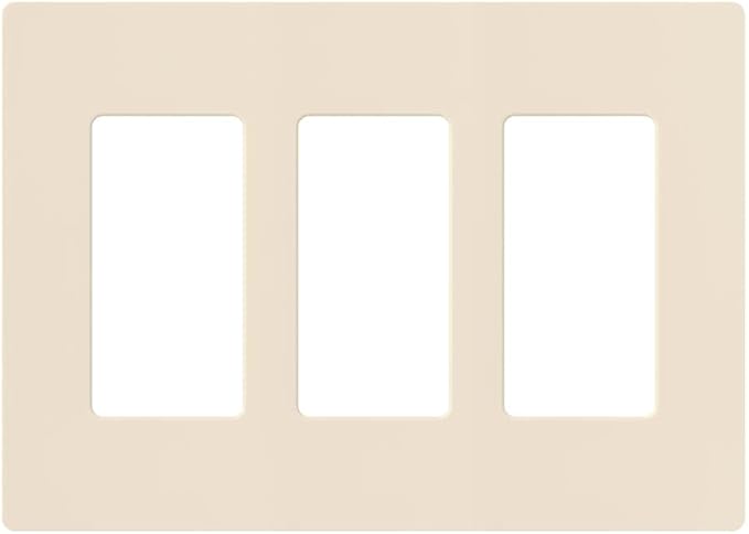 Lutron Claro Light Switch Cover Plate, 3 Gang Wallplate, for Decorator Light Switches, Rocker Light Switch Cover, Outlet Cover, Screwless Switch Plate Cover, Gloss, CW-3-LA, Light Almond