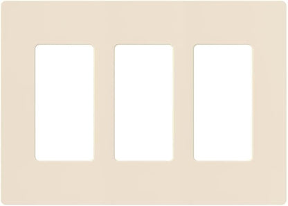 Lutron Claro Light Switch Cover Plate, 3 Gang Wallplate, for Decorator Light Switches, Rocker Light Switch Cover, Outlet Cover, Screwless Switch Plate Cover, Gloss, CW-3-LA, Light Almond