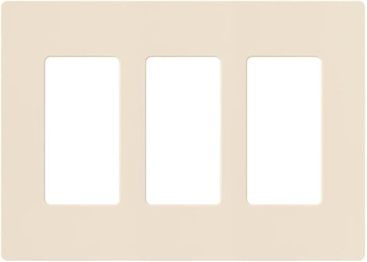 Lutron Claro Light Switch Cover Plate, 3 Gang Wallplate, for Decorator Light Switches, Rocker Light Switch Cover, Outlet Cover, Screwless Switch Plate Cover, Gloss, CW-3-LA, Light Almond