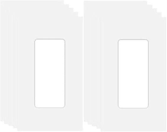 1-Gang Screwless Decorator Wall Plate Cover Single Switch Outlet Electrical Faceplate for Light Switch, Smart Switch, Receptacle, Dimmers, USB Outlet, GFCI, Child Safe Cover Plate, White (10-Pack)