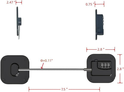 3 Digit Keyless Combination Locker Lock for Refrigerator, Cabinets, Drawers, Toilets, Wndows, Locker for Kids Safety, Easy Install, Black