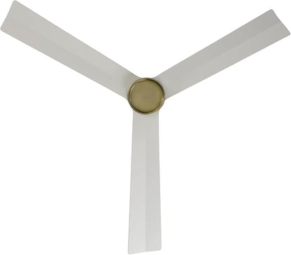 Clean Indoor and Outdoor 3-Blade Smart Ceiling Fan 54in Satin Brass Matte White with Remote Control