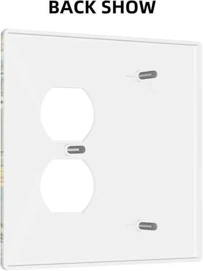 Dragonflies Flowers Butterfly 2 Gang 1 Outlet 1 Blank Outlet Light Switch Cover Decorative Wall Plate Cover For Home Living Bedroom Kitchen Decorative