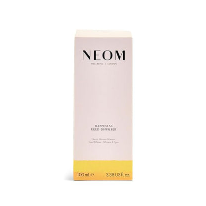 NEOM Happiness Reed Diffuser, 3.38fl oz | Uplifting Scent | Neroli, Mimosa & Lemon Essential Oil Blends| 100% Natural Fragrance | Scent to Make You Happy…