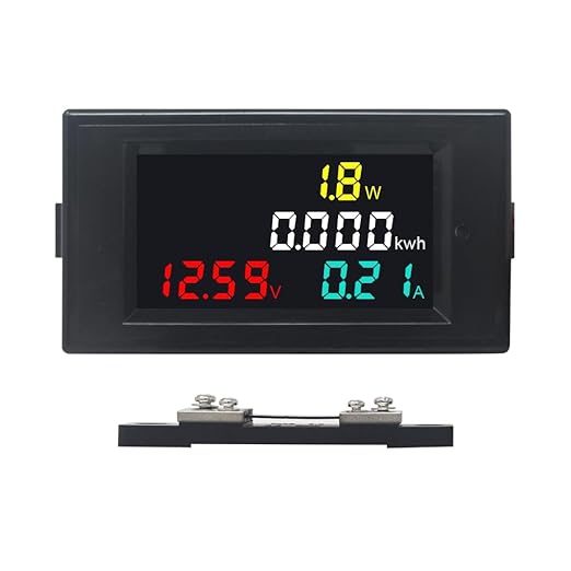 KETOTEK DC Power Meter 14-600V 50A Battery Monitor Digital Multimeter Panel Kwh Volt Amp Watt Meter DC Current Voltage Meter Power Energy Monitor with 50A Shunt