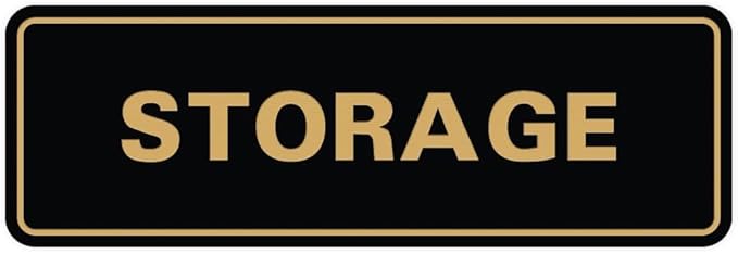 Standard STORAGE Door/Wall Sign - Black - Small (2 Pack)