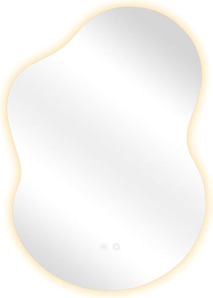 Asymmetrical Lighted Mirror for Bathroom,Modern LED Vanity Mirror with Backlit,Fog-Free,Tri-Color Dimmable Lighting with Memory Function,Hardwire Ready [Horizontal/Vertical] 40" H x 30" W