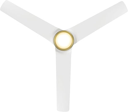 WAC F-001L-SB/MW Mocha 54" Outdoor Ceiling Fan with LED Lights and Remote, Soft Brass Matte White