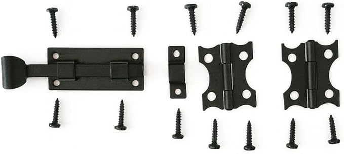 The Rustic Express Speak - Easy Gate Hasp Latch and Decorative Gate Hinges Kit with Screws for Door Hardware