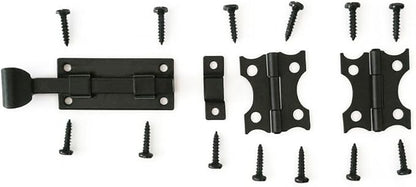 The Rustic Express Speak - Easy Gate Hasp Latch and Decorative Gate Hinges Kit with Screws for Door Hardware