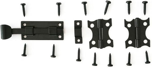 The Rustic Express Speak - Easy Gate Hasp Latch and Decorative Gate Hinges Kit with Screws for Door Hardware