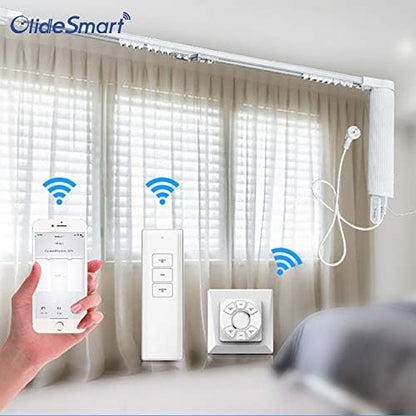 OlideSmart DIY WiFi Smart Automatic Curtain Motor Track System, Automatic Curtain Motor, Blinds Tracks, Length can be Customized (White, 2.2m)