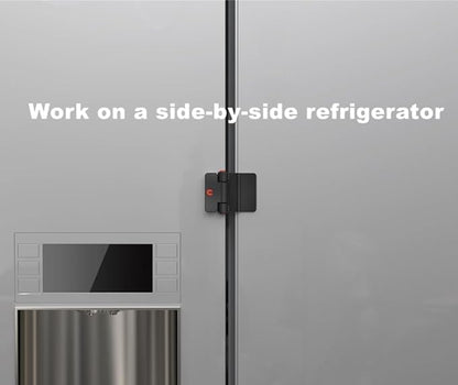 Refrigerator Adhesive Locks Double Button Fridge Door Lock with Key, Child Proof Freezer Cooler Door Lock, Child Baby Safety File Drawer Lock and Cabinet Locks (Black, 2)