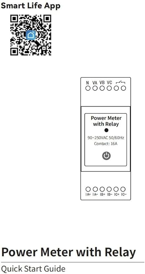 Smart 3‑Phase Din Rail Energy Meter With Clamps,Voltage And Current Monitor For Tuya App Control,Solar Power Consumption And Production Tracking,Overload Protection(80A)