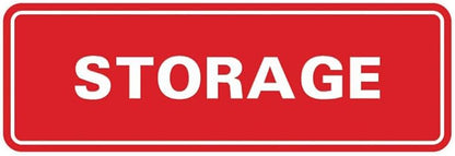 Standard STORAGE Door/Wall Sign -Red - Large (1 Pack)