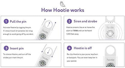 Hootie Personal Safety Alarm, Personal Alarms for Women, Men, & Kids Personal Alarm - Keychain Alarm, Self Defense Alarm, Security Alarm Keychain 130dB Self Defense Siren & Strobe Light - Lavender