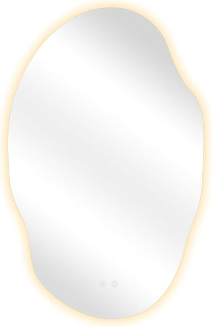 Asymmetrical Bathroom Mirror with Lights,Irregular LED Bathroom Vanity Mirror with Backlit,Anti-Fog,3 Colors and Dimmable Light with Memory,Hardwired Supported[Horizontal/Vertical] 48" H x 30" W