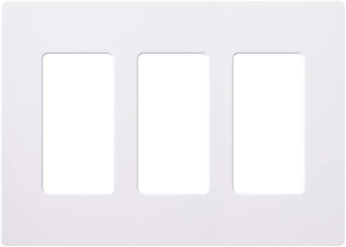 Lutron Claro Light Switch Cover Plate, 3 Gang Wallplate, for Decorator Light Switches, Rocker Light Switch Cover, Outlet Cover, Screwless Switch Plate Cover, Gloss, CW-3-WH-24, White, 24 Pack