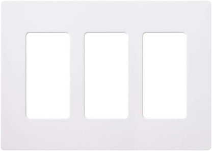 Lutron Claro Light Switch Cover Plate, 3 Gang Wallplate, for Decorator Light Switches, Rocker Light Switch Cover, Outlet Cover, Screwless Switch Plate Cover, Gloss, CW-3-WH-24, White, 24 Pack