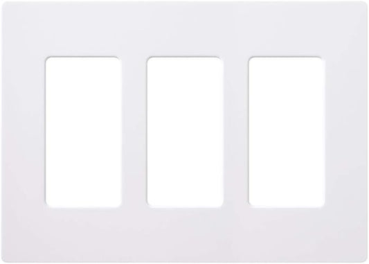 Lutron Claro Light Switch Cover Plate, 3 Gang Wallplate, for Decorator Light Switches, Rocker Light Switch Cover, Outlet Cover, Screwless Switch Plate Cover, Gloss, CW-3-WH-24, White, 24 Pack
