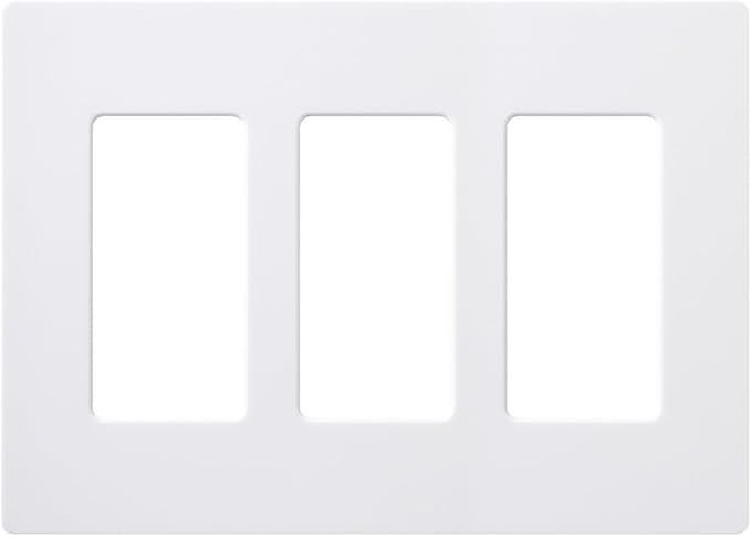Lutron Claro Light Switch Cover Plate, 3 Gang Wallplate, for Decorator Light Switches, Rocker Light Switch Cover, Outlet Cover, Screwless Switch Plate Cover, Gloss, CW-3-WH, White