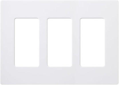 Lutron Claro Light Switch Cover Plate, 3 Gang Wallplate, for Decorator Light Switches, Rocker Light Switch Cover, Outlet Cover, Screwless Switch Plate Cover, Gloss, CW-3-WH, White