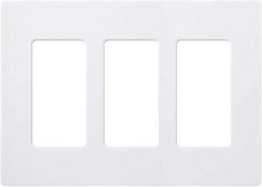 Lutron Claro Light Switch Cover Plate, 3 Gang Wallplate, for Decorator Light Switches, Rocker Light Switch Cover, Outlet Cover, Screwless Switch Plate Cover, Gloss, CW-3-WH, White