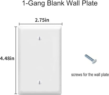 Blank Wall Plates 1-Gang blank Switch Outlet Electrical Cover Plate Unbreakable Thermoplastic Faceplate for Light Receptacle Outlet Switch, White (6 Pack)