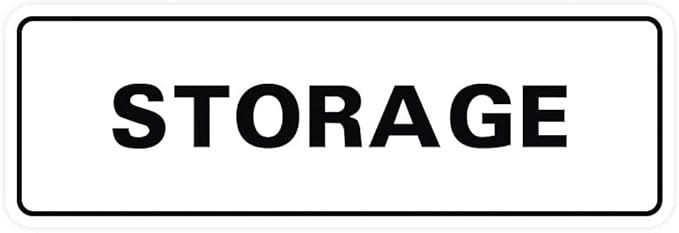 Standard STORAGE Door/Wall Sign - White - Medium (5 Pack)