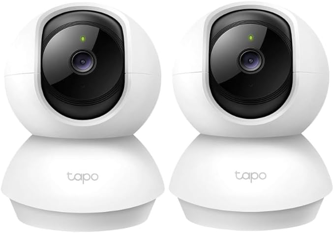 Tapo 2K Pan/Tilt Security Camera for Baby Monitor, Dog Camera w/Motion Detection, 2-Way Audio Siren, Night Vision, Cloud&SD Card Storage, Works w/Alexa & Google Assistant, 2-Pack (Tapo C210P2)