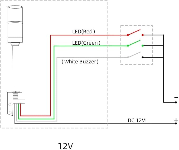 12V DC LED Warning Lights Multi-Layer Industrial Signal Light Alarm Lights Machine Equipment Indicator Lamp (2-Layer)