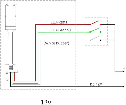 12V DC LED Warning Lights Multi-Layer Industrial Signal Light Alarm Lights Machine Equipment Indicator Lamp (2-Layer)