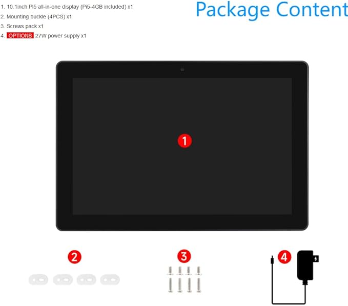 Industrial HMI All-in-one 10.1inch Touch Display Compatible with Raspberry Pi 5 (Included), Supports Dual 4K HDMI Output, 10-Point Touch, Aluminum Alloy Case @XYGStudy (PI5-HMI-101D)