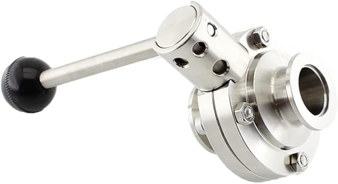 SHERICH KF16 Vacuum Butterfly Valve, Stainless Steel 304 Three-clamp Butterfly Valve with Handle and Silicone (KF16)