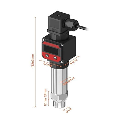 LEFOO Digital Pressure Transmitter 4-20mA Pressure Sensor Transducer with LCD Digital Display (Power Supply: 12-30VDC, Pressure Range: 0-435PSI)