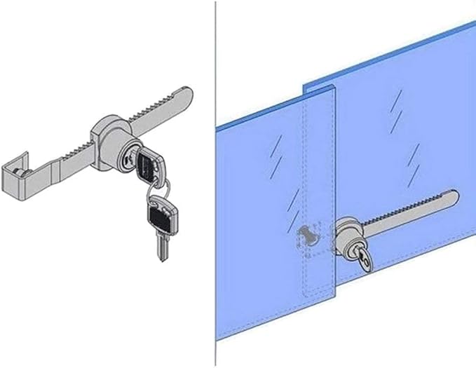 Sliding Glass Door Ratchet Lock Display Case Lock with Chrome Finish, Security, Keyed Alike Showcase Display (8 PC)